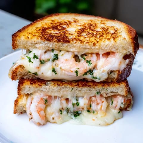 Picture this: perfectly toasted quick shrimp grilled cheese oozing with melted mozzarella and cheddar cheese.