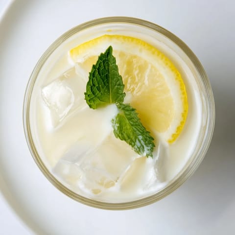 Thick, velvety creamy lemonade with ice cubes, the perfect hot weather refreshment.