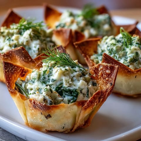 These bite-sized appetizers feature golden, crunchy edges and a creamy, warm spinach and feta filling.