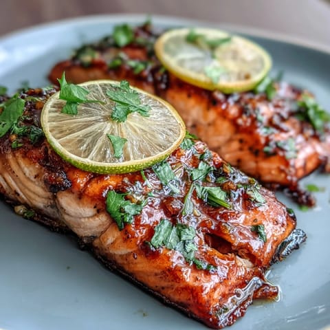 Oven-baked salmon drizzled with a sweet-tangy honey-lime garlic butter sauce, perfect for a healthy dinner.