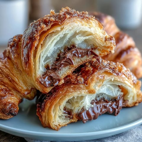 Flaky Sourdough Croissants Chocolate