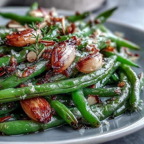 Roasted Garlic Green Beans Lemon