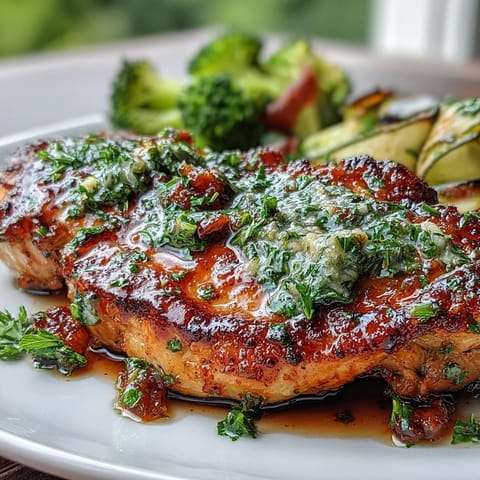 Simple chicken and vegetable meal prep with tender chicken, colorful roasted veggies, and fresh parsley garnish.  