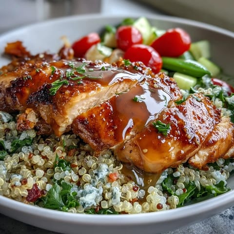 Spring High Protein Meal Prep Bowls with chicken, quinoa, and fresh vegetables in a bright lemon dressing—perfect for healthy, colorful make-ahead lunches.