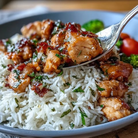 High-protein lemon garlic chicken bowl with vibrant vegetables and aromatic rice, perfect for healthy lunches.  