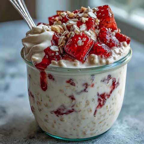 High Protein Strawberry Overnight Oats