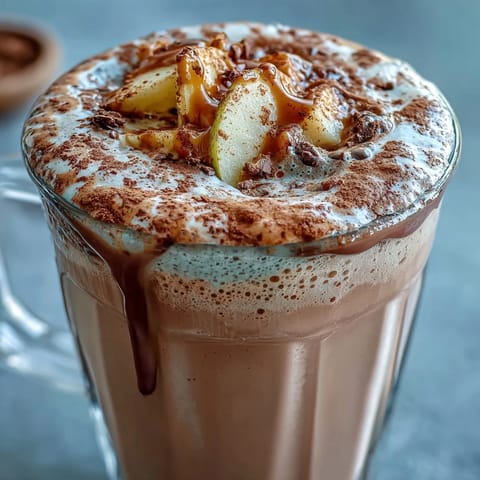 Creamy high protein apple shake with fresh apple chunks, vanilla protein powder, and a hint of cinnamon — perfect for a quick breakfast or post-workout refuel.