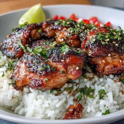 High protein chicken rice bowls with juicy grilled chicken, fluffy rice, and colorful sautéed vegetables.  