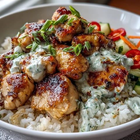 A vibrant low-calorie high-protein chicken rice bowl with tender chicken, fluffy rice, and fresh vegetables.  