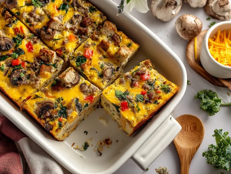 A delicious high protein breakfast casserole.