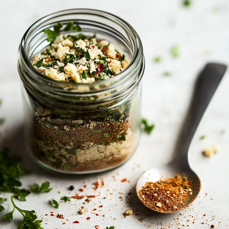 A jar of homemade garlic butter seasoning.