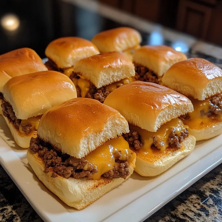 A plate of beef and cheese sliders.