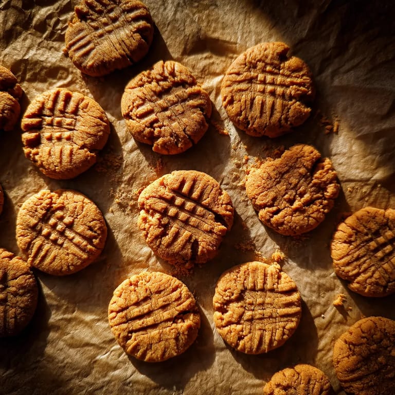 A pile of peanut butter cookies.