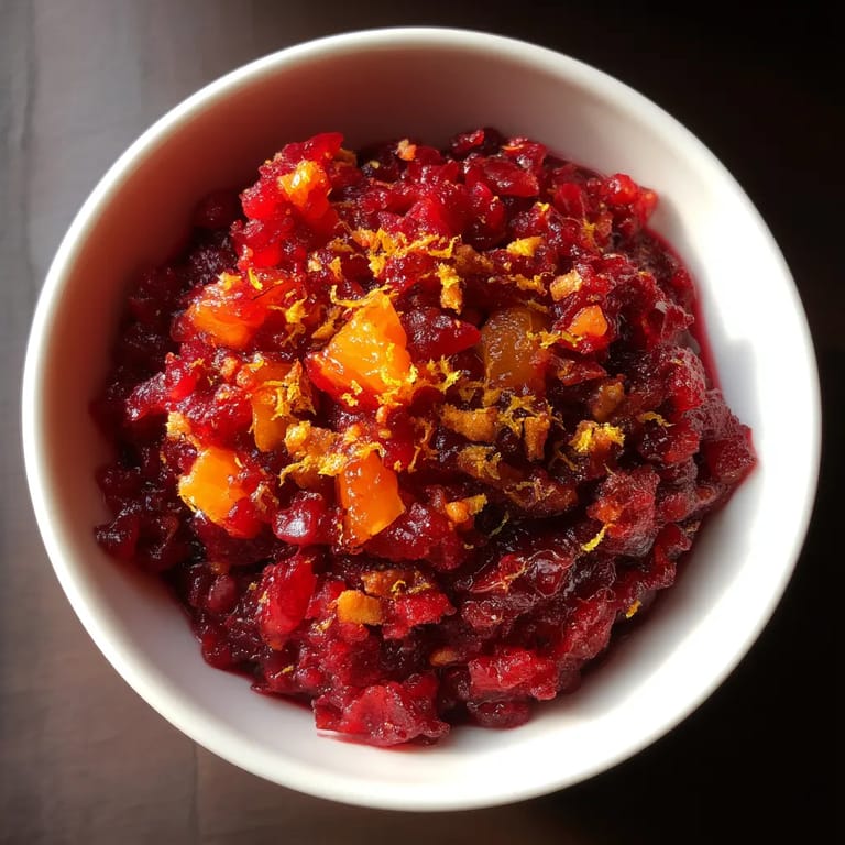 A bowl of cranberry orange relish.