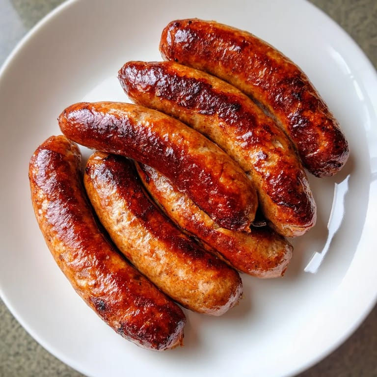 A plate of hickory smoked sausages.