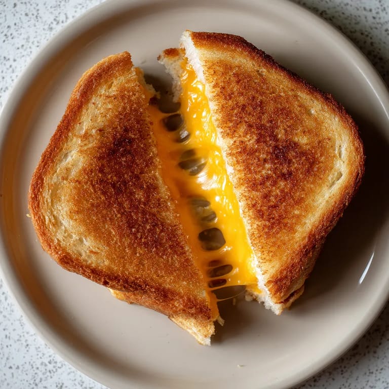 A grilled cheese sandwich on a plate.