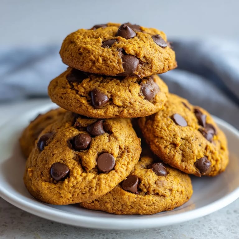 A stack of pumpkin chocolate chip cookies.