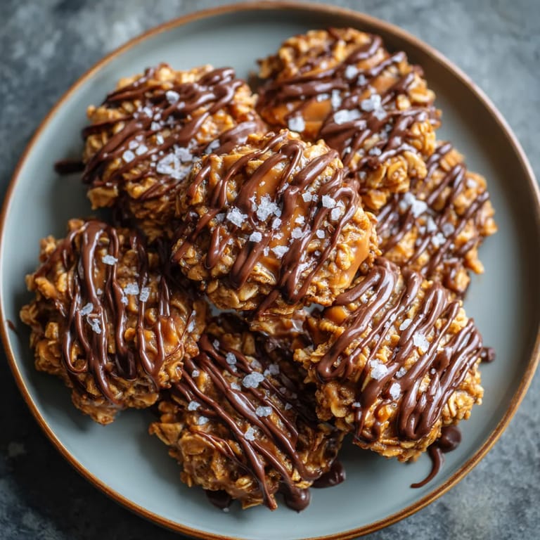 A plate of peanut butter chocolate caramel cookies.