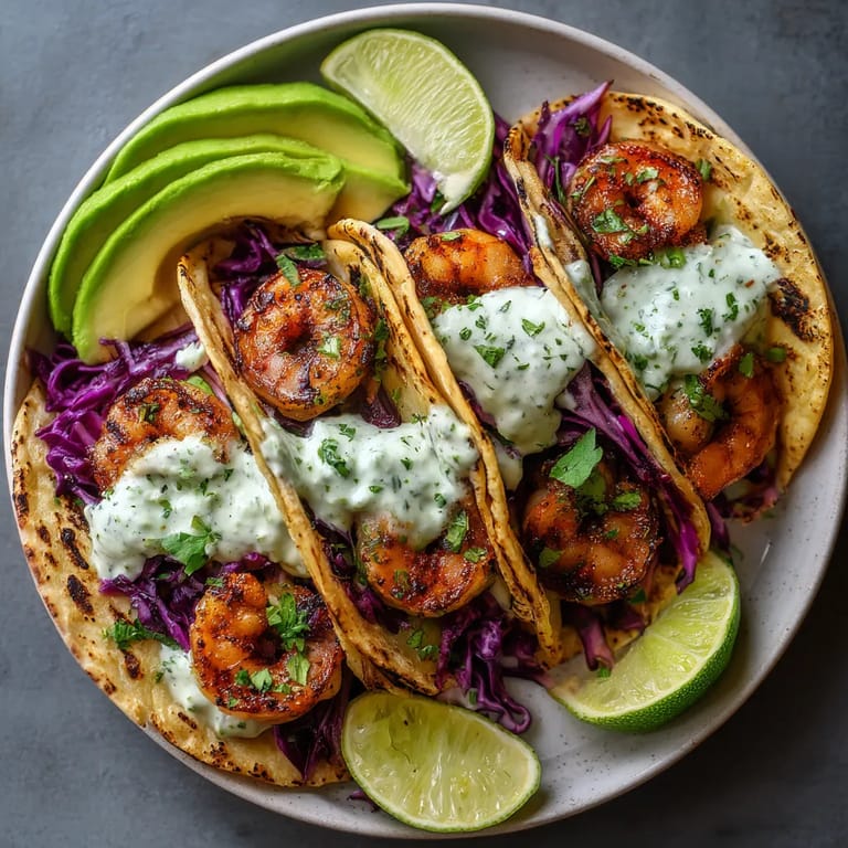 Grilled Shrimp Tacos with Cilantro-Lime Yogurt Sauce.
