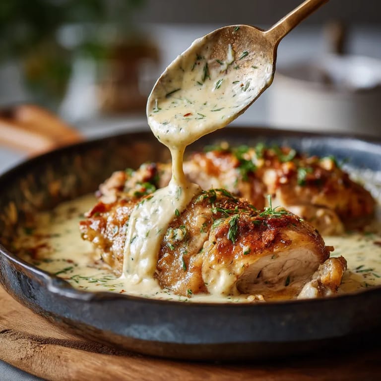 A dish of chicken with a cream sauce.