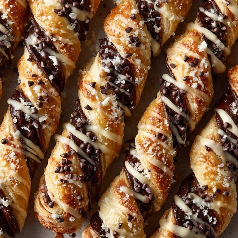 Triple chocolate puff pastry twists.