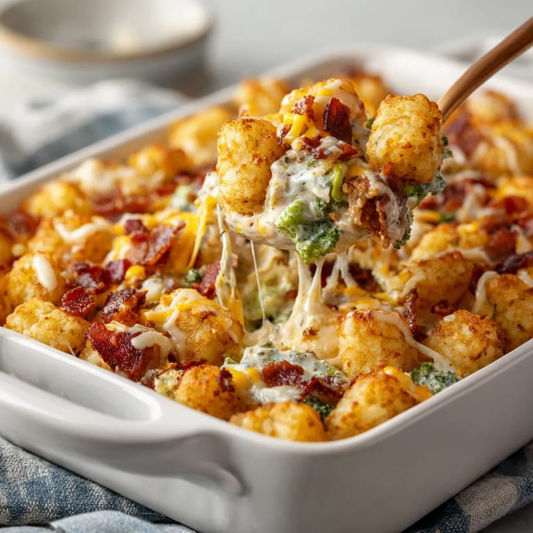 A dish of chicken bacon ranch tater tots.
