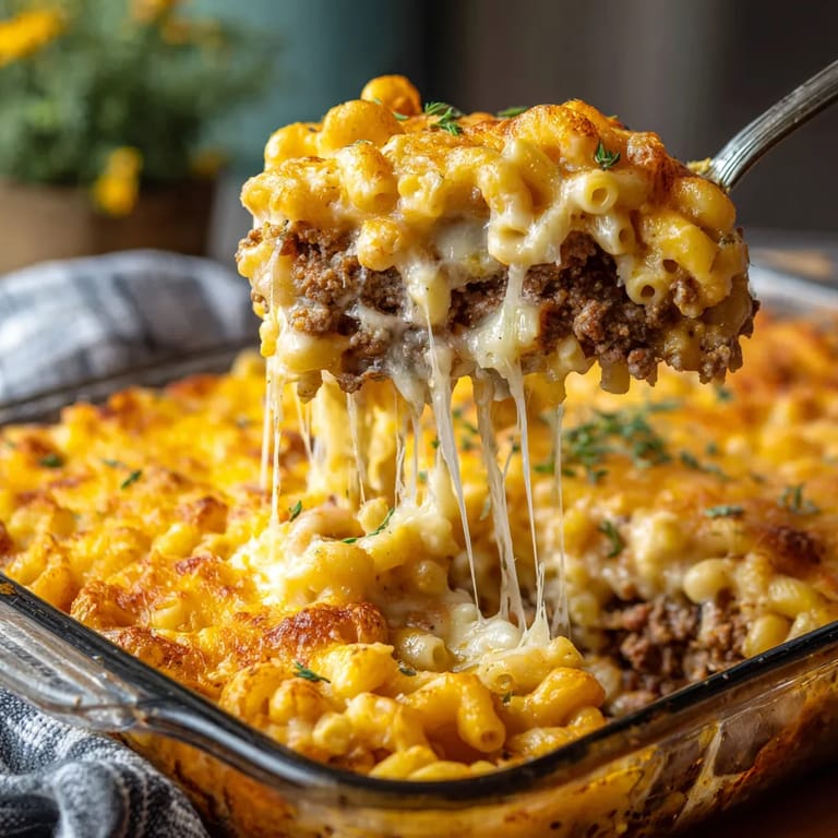 A fork is being used to serve a mac and cheese meatloaf casserole.