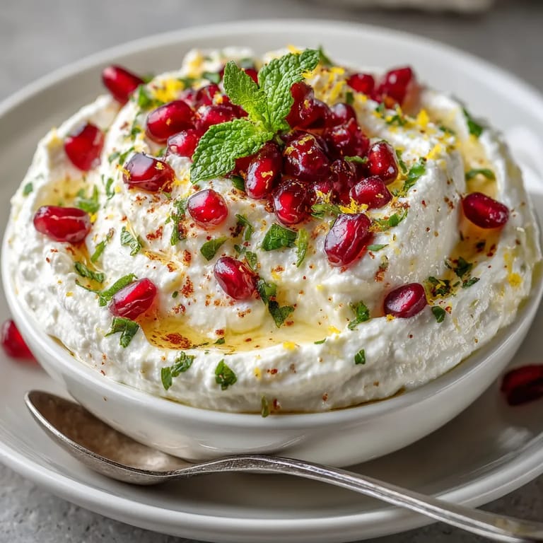 A bowl of pomegranate and feta cheese dip.