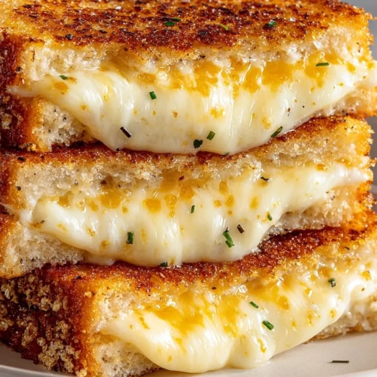 Elevated four cheese truffle grilled cheese recipe; crisp, buttery bread with fragrant black truffle notes.
