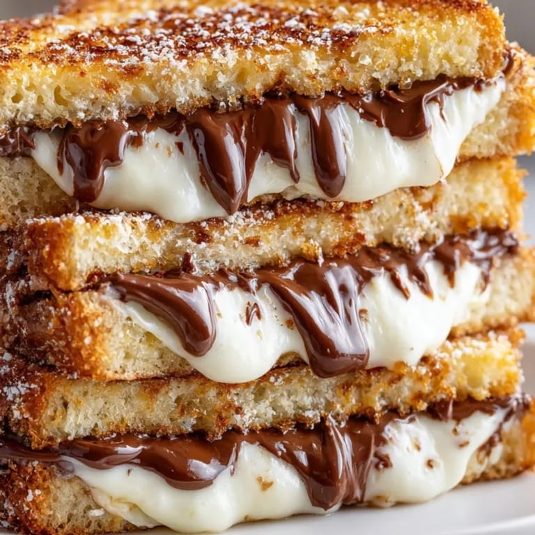 Melting Nutella Brie Grilled Cheese: Warm hazelnut spread and creamy cheese on toasted bread.