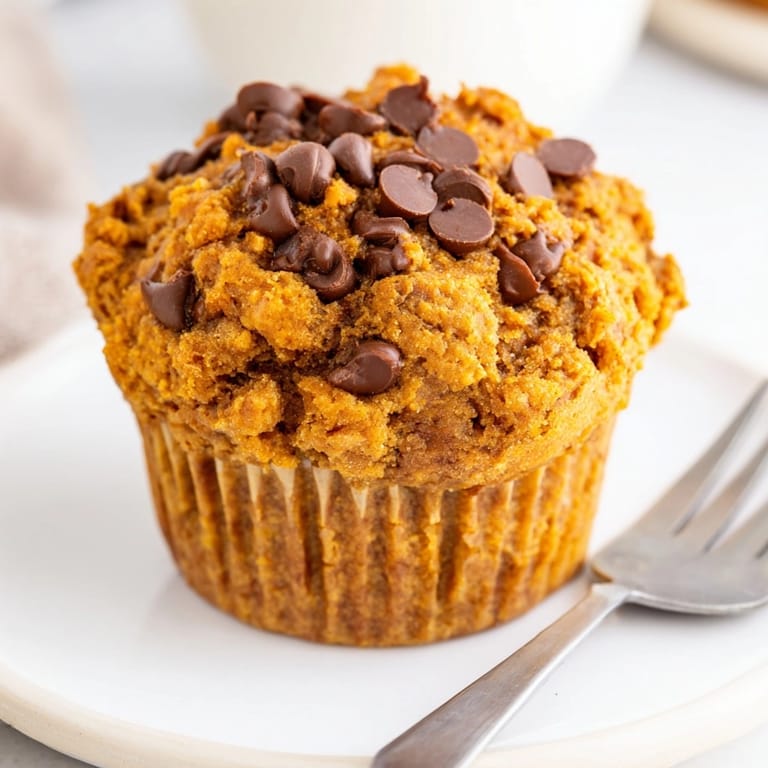Homemade Butterscotch Pumpkin Chocolate Chip Muffins, ready to be enjoyed with coffee on a crisp day.