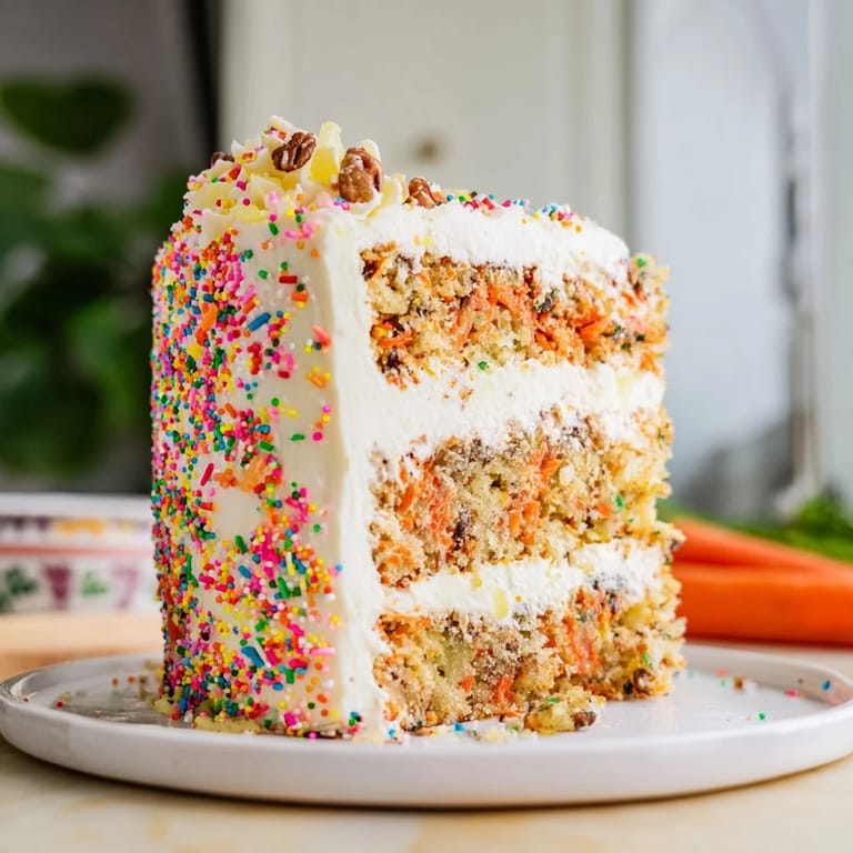 Imagine a slice of Silly Carrot Cake, a classic recipe, with a sweet, zesty frosting.