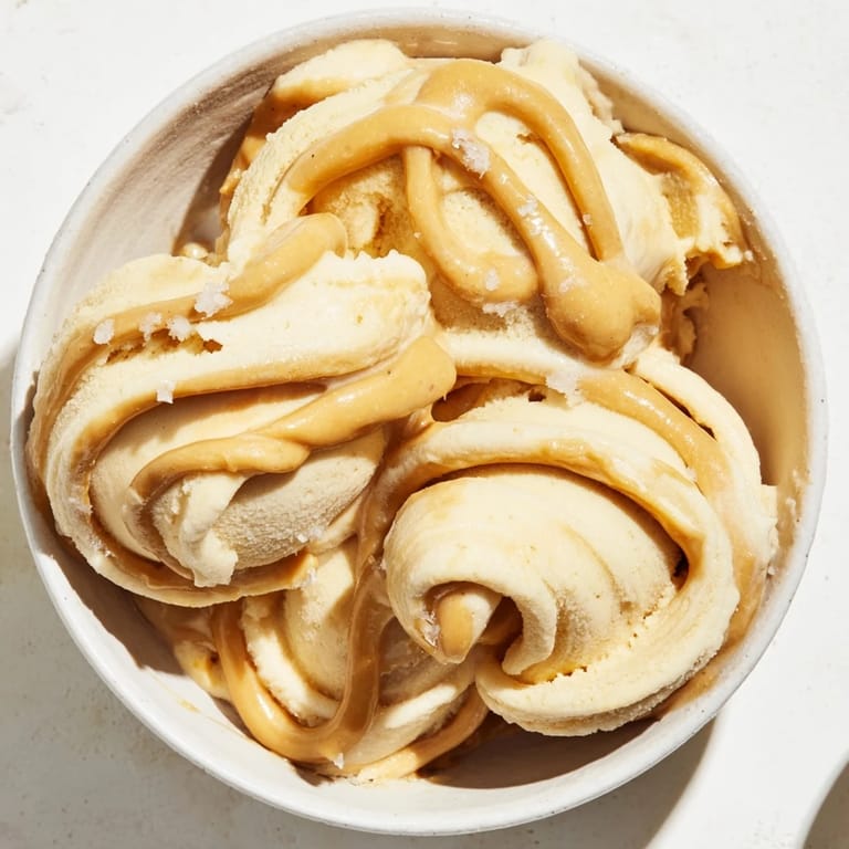Frozen banana and rich peanut butter blended, creating a decadent, vegan peanut butter banana ice cream.