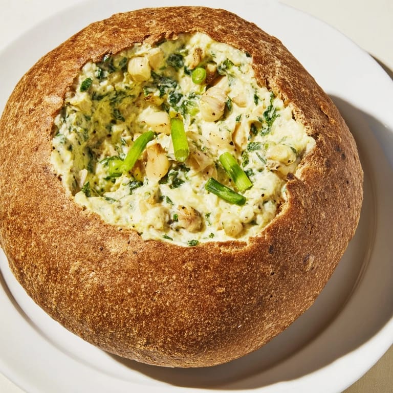A close-up shot of The Best Spinach Dip Ever, showcasing its vibrant green color and texture.