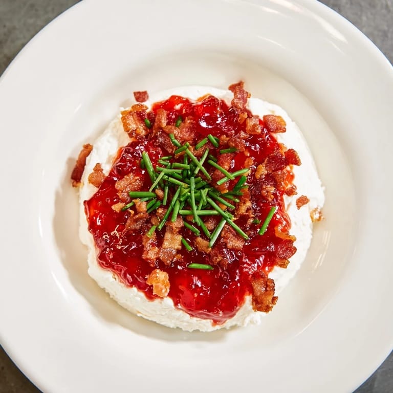 Golden-brown bacon bits top this vibrant Easy Bacon Pepper Jelly appetizer, perfect for sharing and easy to make.