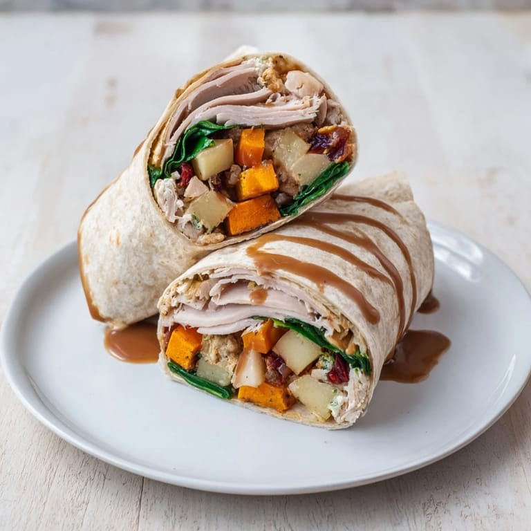 Quick Simple Christmas Leftover Wrap Hack: A delicious, fulfilling wrap featuring holiday leftovers packed together.
