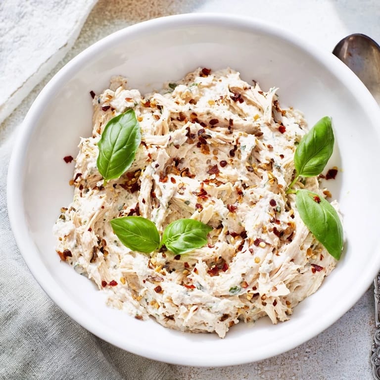 A close-up view of a savory Lightened Marry Me Chicken Dip, served with colorful veggie sticks, perfect for dipping.