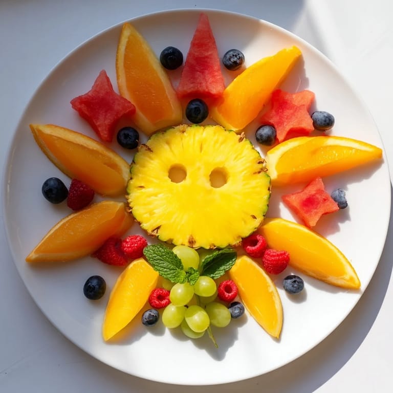 A close-up view of the Summer Rays Sun-Shaped Fruit Tray, perfect for a refreshing, healthy snack.