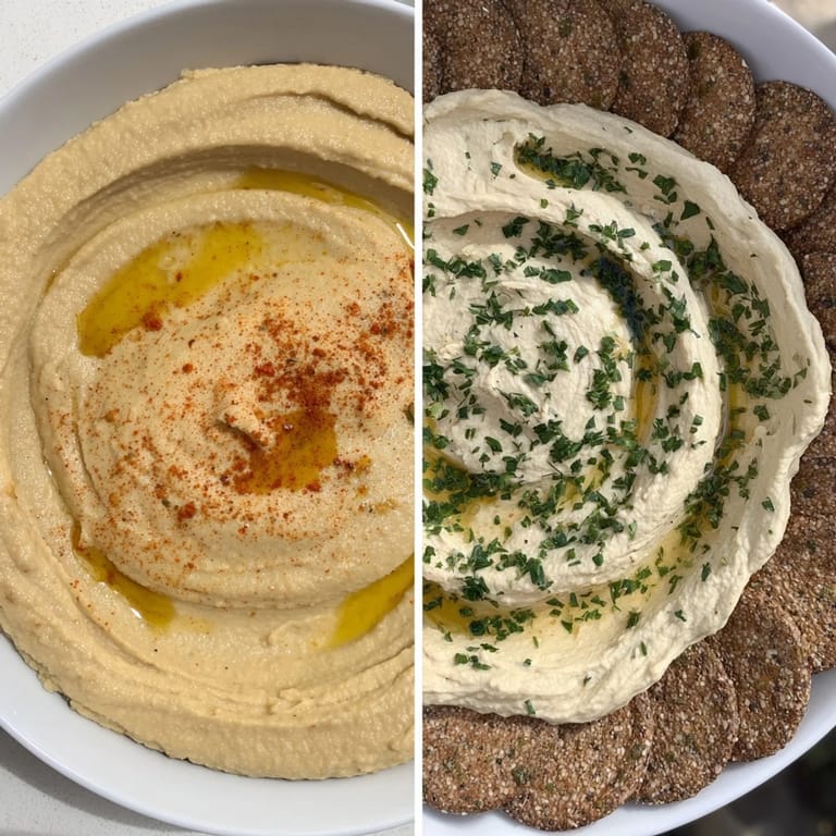 Fresh herbs accent the vibrant Easy Dips; perfect for any gathering, served with assorted crackers.