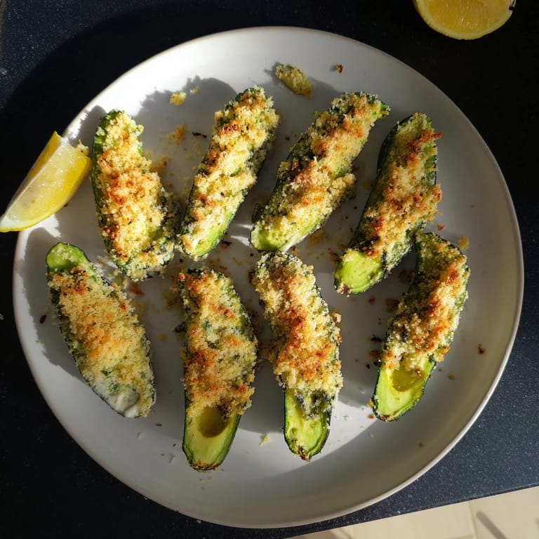 Freshly baked avocado fries, perfectly seasoned and offering a satisfying crunch and creamy texture.
