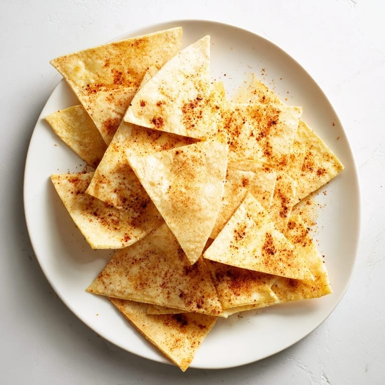 Enjoy homemade, crunchy Air-Fryer Tortilla Chips, a healthier snack with a light dusting of spices.