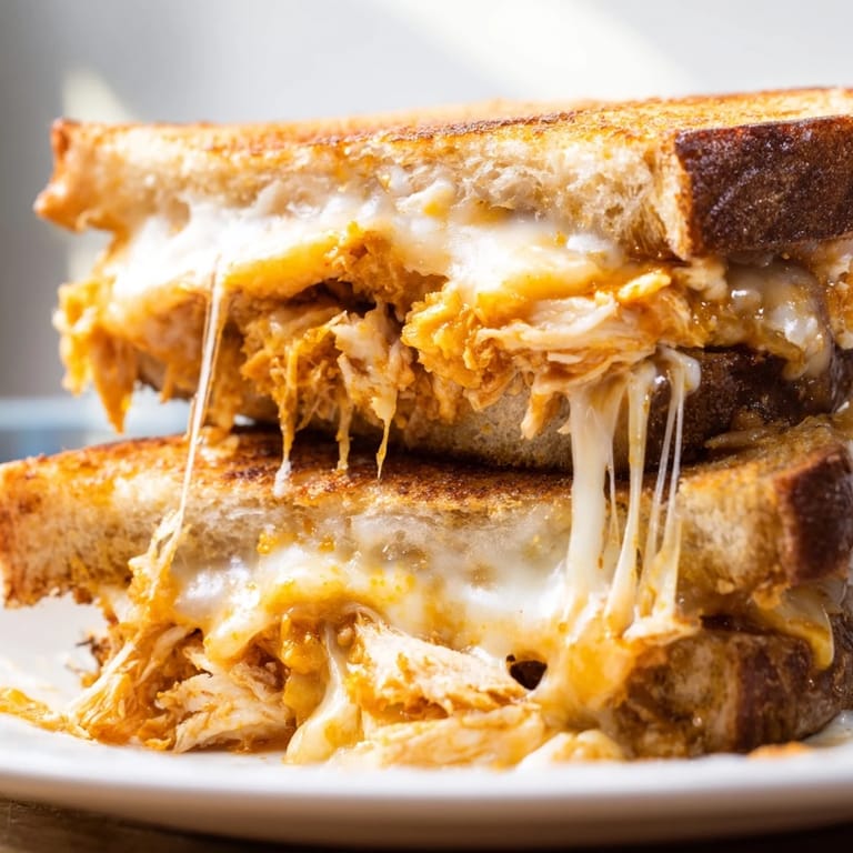 Imagine the sweet and spicy flavors of this delicious chili crisp honey chicken grilled cheese.