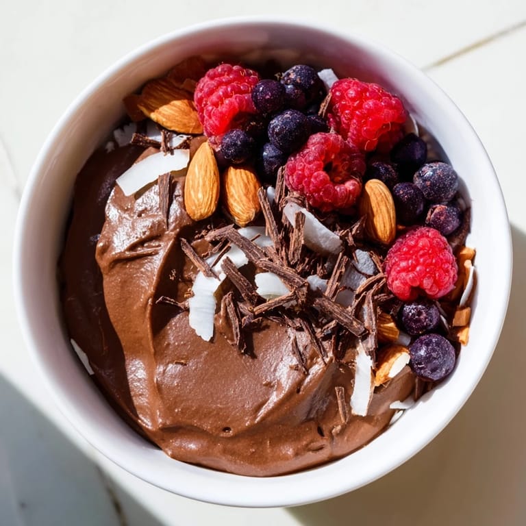 A luscious bowl of Chocolate Avocado Mousse, a vegan dessert offering delightful cocoa flavor.