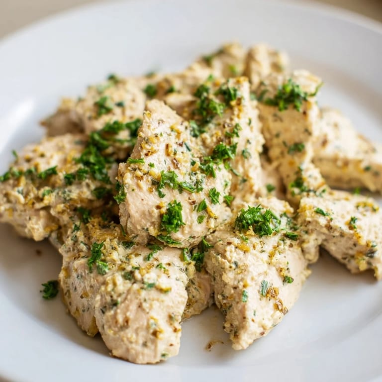 A close-up of delicious Greek Yogurt Chicken, baked to perfection, showcasing a flavorful marinade.