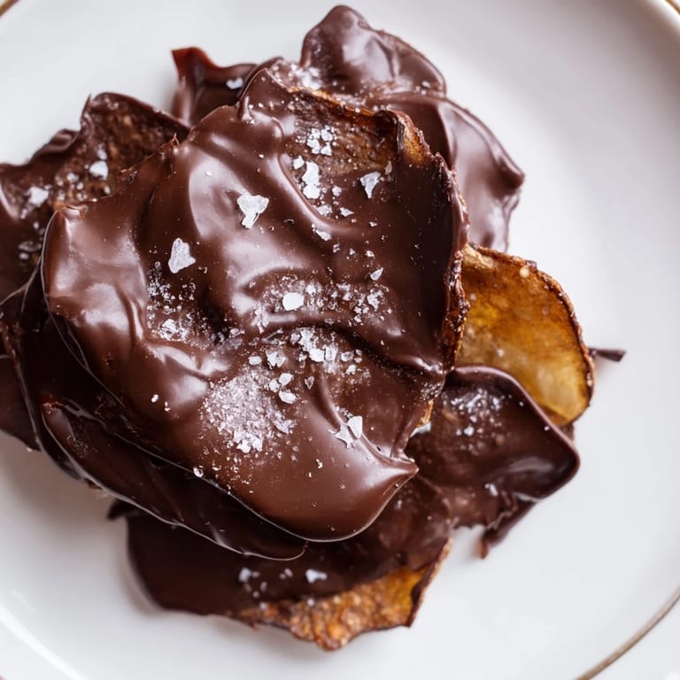 Sea salt sparkles over dark chocolate coating crunchy potato chips in this Chocolate Potato Chip Bark recipe.