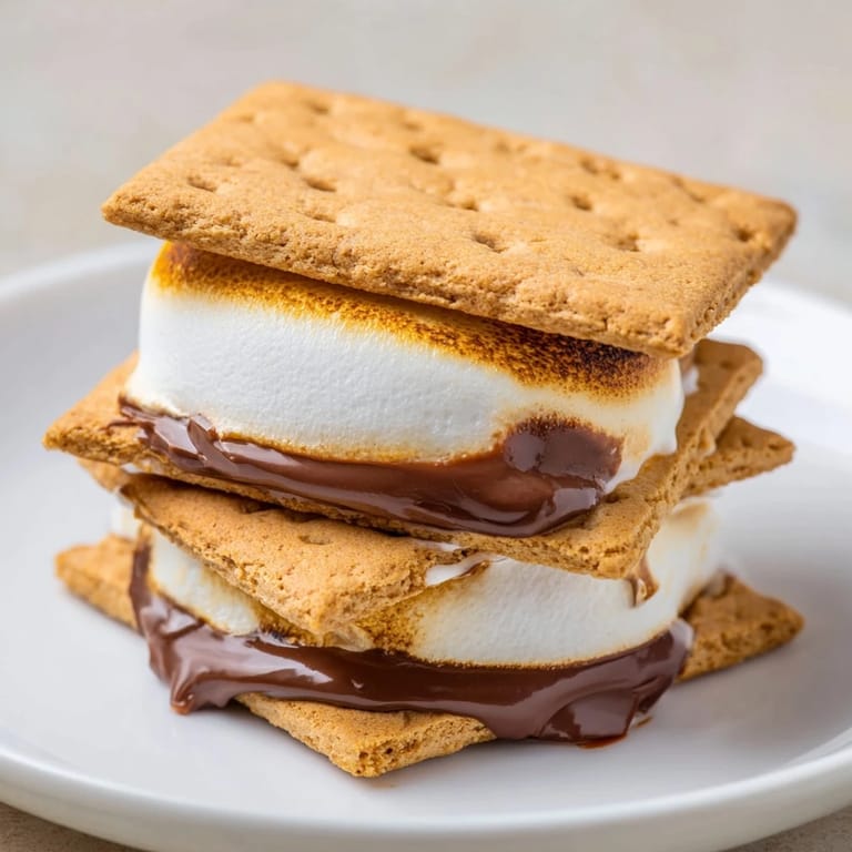 Crisp graham crackers holding warm, melty chocolate and marshmallow air fryer smores ready to enjoy.