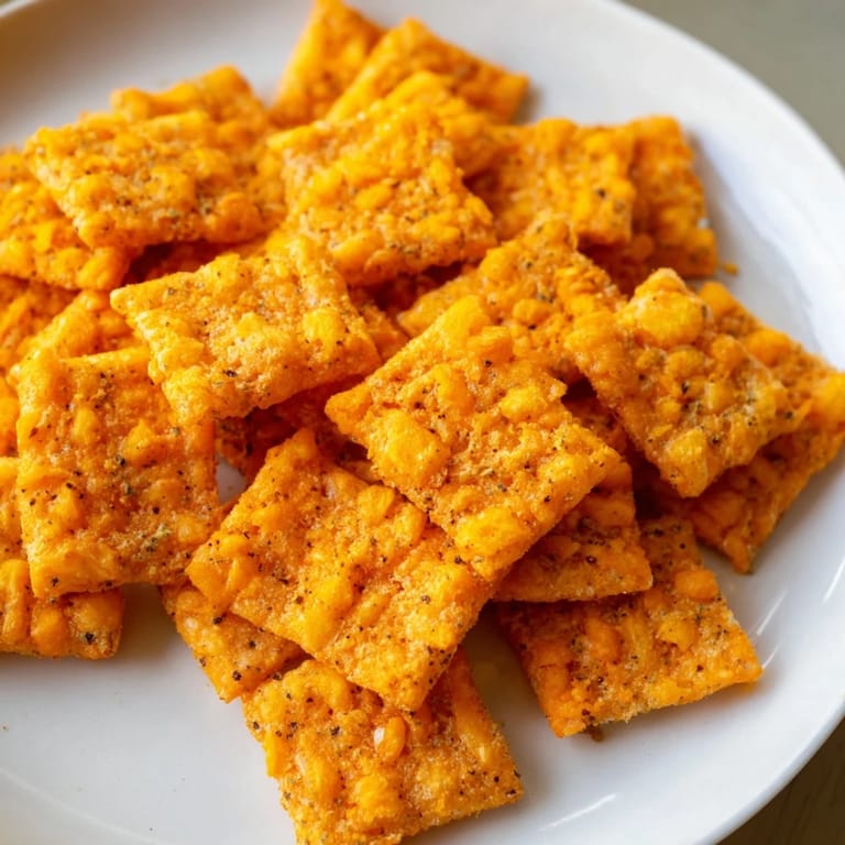 These homemade Crispy Cheeto Cheese Crackers look delightfully crunchy with a blend of cheese and crushed Cheetos.