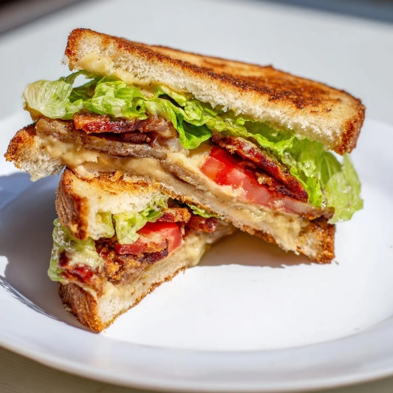 Crispy tempeh bacon and melted cheese star in this amazing Vegan Bacon BLT Grilled Cheese sandwich.