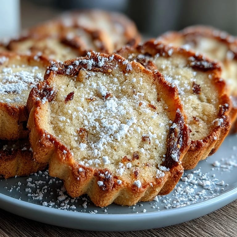 Close-up of Cardamom Shortbread Cookies showing a crumbly texture, served with hot tea on a saucer