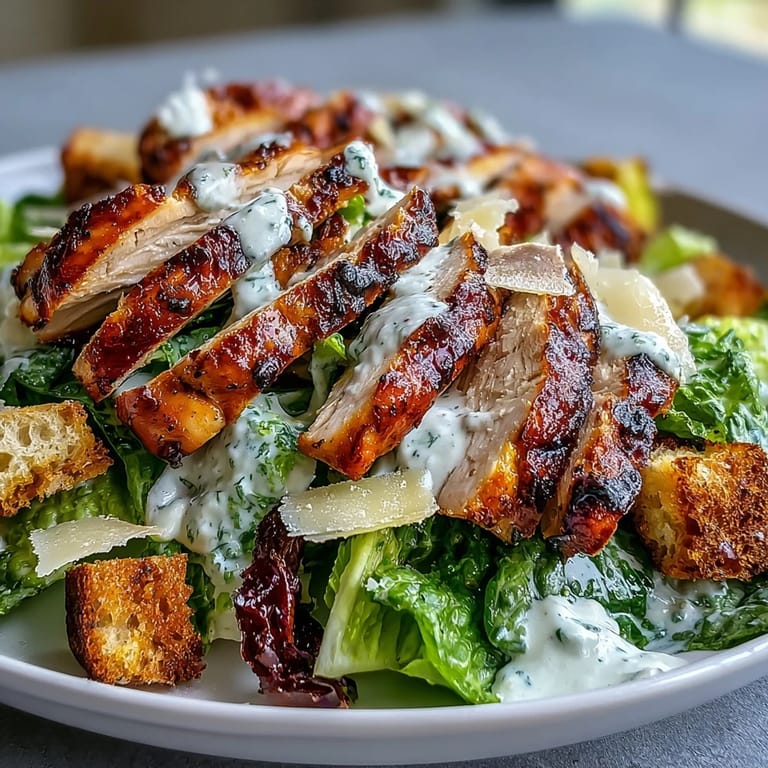Served chilled, this protein-packed Caesar salad features shaved Parmesan and a light lemony finish.